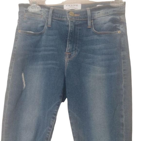 FRAME Denim Le High Skinny Distressed Knees Jeans - Picture 4 of 7